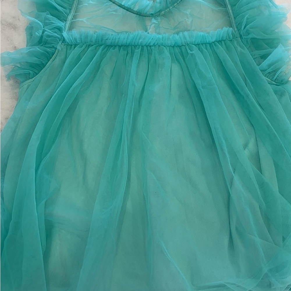 BiBi Aqua Ruffled Top